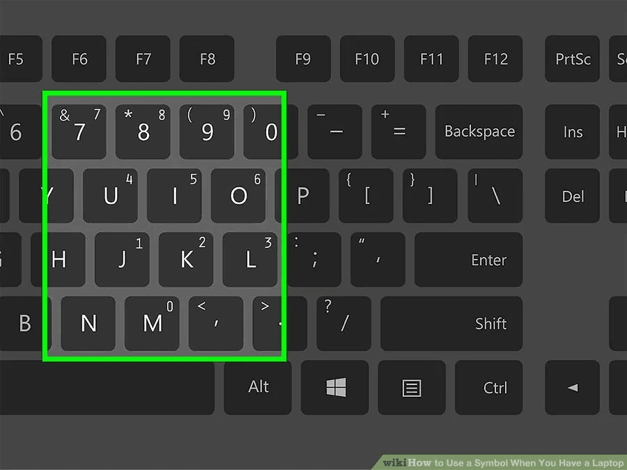 Imagen de teclado de portatil y sus correspondientes números de numpad